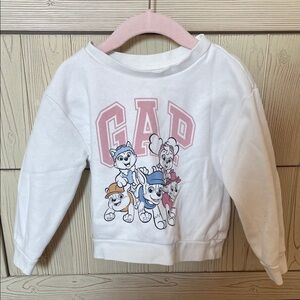 GAP Kids White Sweatshirt with Paw Patrol Cartoon Graphic